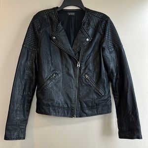 Topshop Faux Leather Moto Jacket